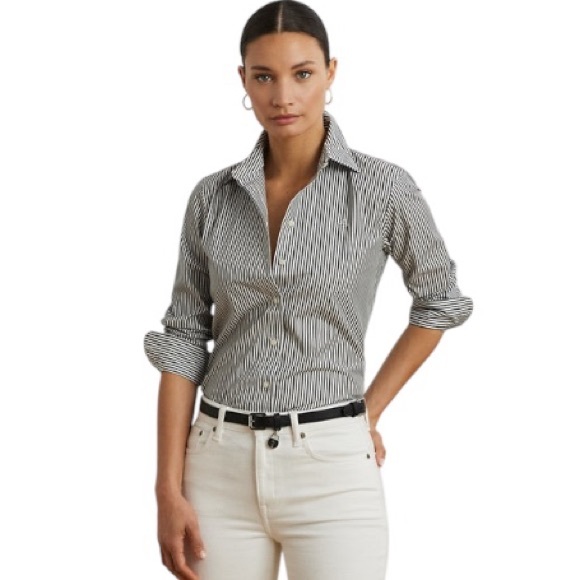 Ralph Lauren Tops - LAUREN RALPH L Classic Striped Easy Care Non Iron Cotton Shirt Women's Size S